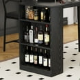 thumbnail image 2 of Dining Table Set for 2 with Drop Leaf, High Top Kitchen Bar Table with 3 Tier Storage Shelves & 2 Stool, Wood Bar Height Dining Room Set for Small Space Dinner Pub Breakfast Brunch, 2 of 7
