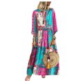 thumbnail image 1 of Mujeres Boho Floral Vestido de Manga Larga Vestido de Camisa de Playa de Vacaciones Vestido de Impresión de Damas Mini Vestido de Talla Grande(Rosa-5XL) Nituyy Vestido-GL715-FF48436A7, 1 of 5