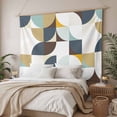thumbnail image 3 of Brown Teal Beige Geometric Tapestry for Bedroom Wall Hanging Tapestry,Middle Century Modern Abstract Art Ceiling Backdrop Tapestries Poster Blanket Wall Decor for Teens Room Living Room 55" x 73", 3 of 8