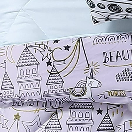 Laura Hart Kids Unicorn Princess Printed Full Queen 3 Piece Comforter Set