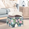thumbnail image 3 of Yayeee Collapsible Storage Bin with Lid Fabric Closet Decorative Basket with Handles, Green Floral, 3 of 7