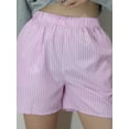 thumbnail image 2 of Komoo Boxers for Women Aesthetic Elastic High Waisted Striped Plaid Print Pajamas Shorts Sleepwear, 2 of 7