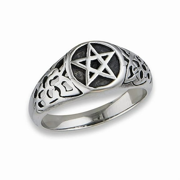 925 Sterling Silver Filigree Pentagram Star Oxidized Statement Women Unique Vintage Inspired Ring