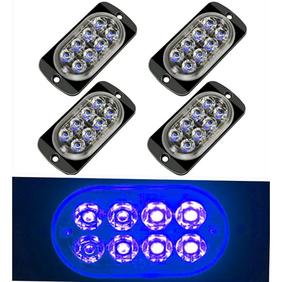 4 Pack 8 LED Emergenty Warning Lights,LED Safety Emergency Flashing Lights 12-24V Amber Strobe Hazard Warning Light Waterproof