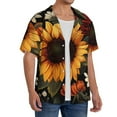 thumbnail image 2 of Fuzoiu Sunflower Floral Butterfly Print Men's Casual Short,Men's Short Sleeve Shirt,Mens Casual Button Down Shirts,Cuban Collar Summer Shirt for Beach, Vacation, and Outdoor Activities-4X-Large, 2 of 5