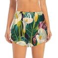 thumbnail image 4 of Lsque Tropical Floral Jungle Printed Women's Running Shorts with Liner Pockets,Elastic Quick Dry Workout Athletic Gym Yoga Shorts,Womens High Waist Shorts-Small, 4 of 9