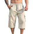 thumbnail image 2 of Under 10 dollars! Mens Cargo Capri Pants Casual Drawstring Elastic Waist Capris Lightweight Athletic Workout Pants with Pockets, 2 of 9