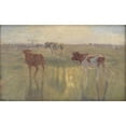 thumbnail image 2 of Theodor Philipsen 18x12 Black Ornate Wood Framed Double Matted Museum Art Print Titled - Cattle Seen Against the Sun on the Island of Saltholm (1892), 2 of 5