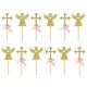 thumbnail image 4 of EeaseMX 24 piezas (2 paquetes) de adornos para tartas con forma de cruz y ángel, palillos brillantes para cupcakes, decoración para fiestas, bodas, cumpleaños, festivales (lazo rosa), 4 of 7