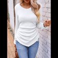 thumbnail image 4 of Camisas de Larga para Mujer, Cuello en V, Punto Acanalado, Corte Entallado, Suéter Ligero, Blusas Informales Elegantes de Otoño L, 4 of 8