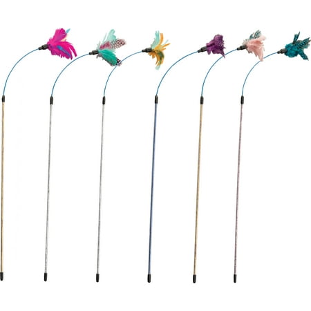 Cat Toy 18 Inch Wand - Ethical Cat-Sparkle Tube Teaser Wand 6pc- Assorted 29 Inch