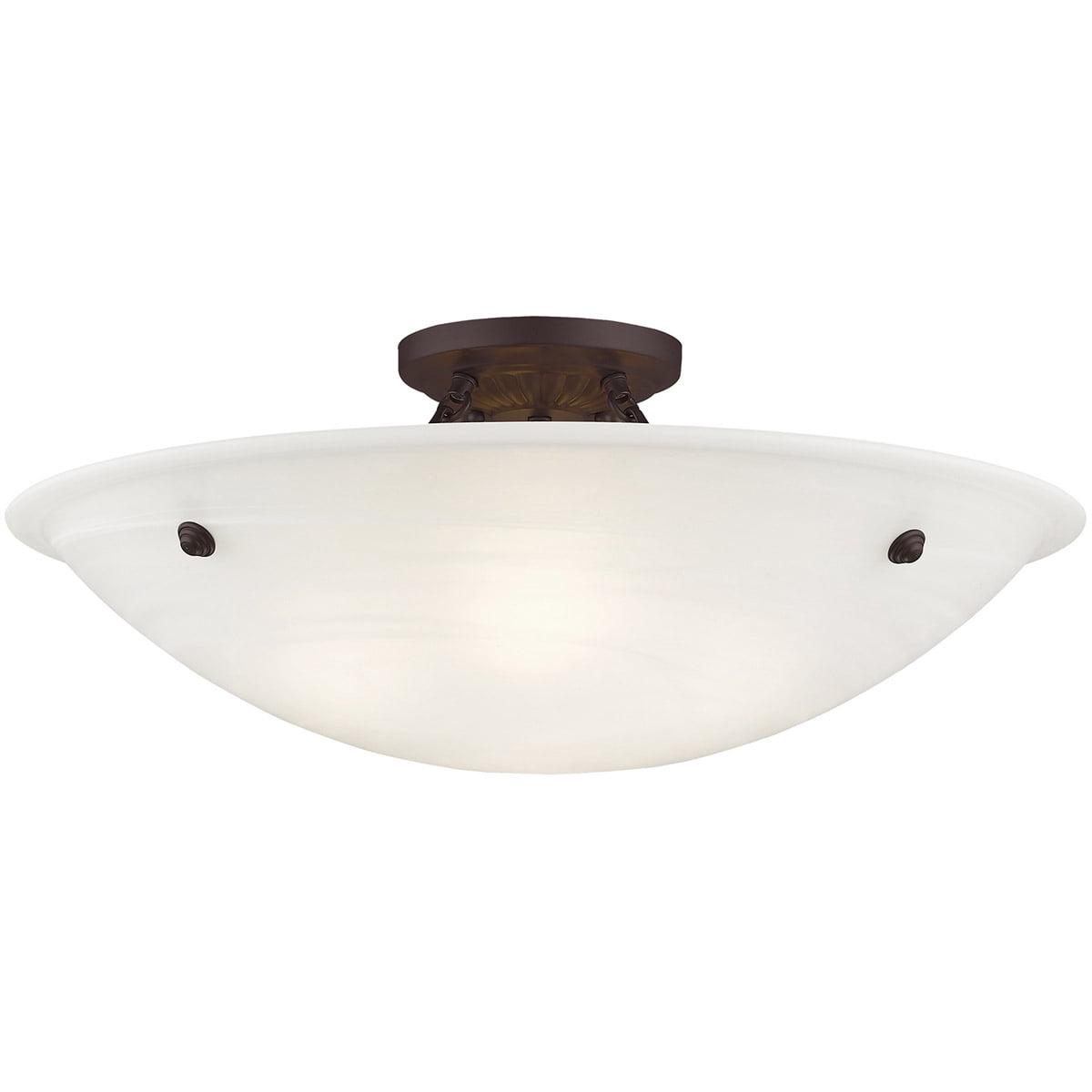 4 Light Bronze Ceiling Light fixture with White Alabaster Glass Shade