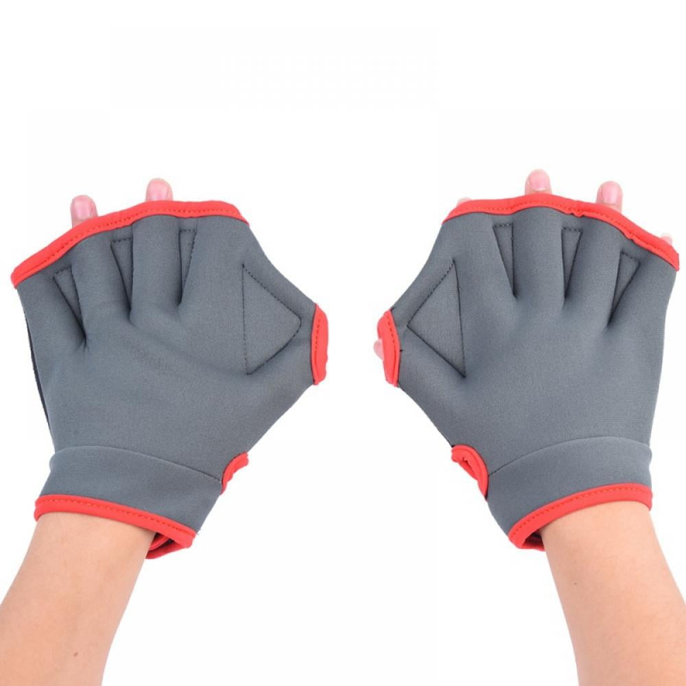 2 Pairs Swimming Gloves Aqua Fit Swim Training Gloves Neoprene Gloves Webbed Fitness Water Resistance Training Gloves for Swimming Diving with Wrist Strap 