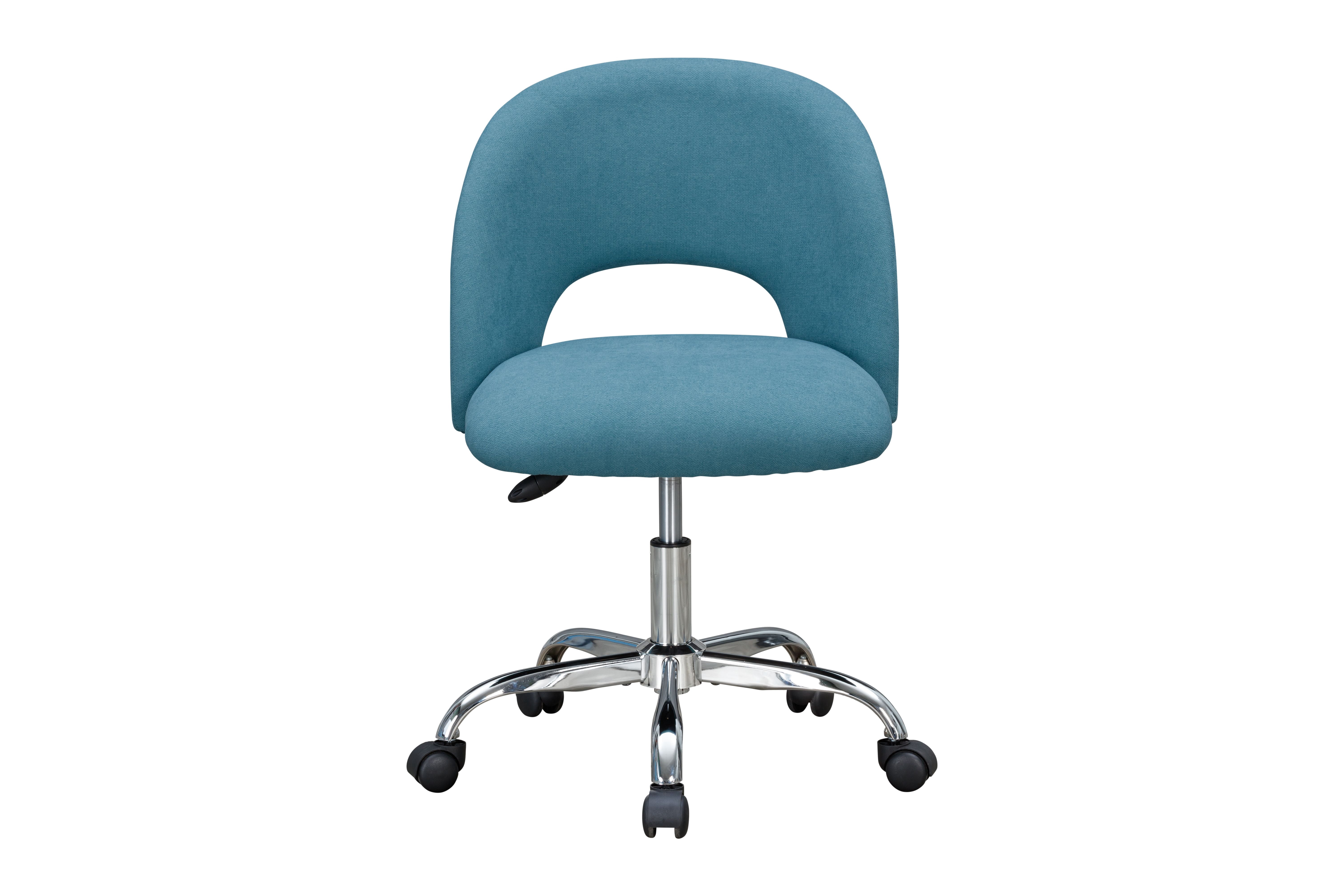 Mainstays Fabric Upholstered Open Back Office Chair, Teal, for Teens and Adults