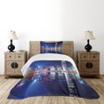 thumbnail image 4 of Ambesonne City Quilted Bedspread Set 2 Pcs, Hong Kong Island Modern, Twin Size, Royal Blue Orange White, 4 of 5