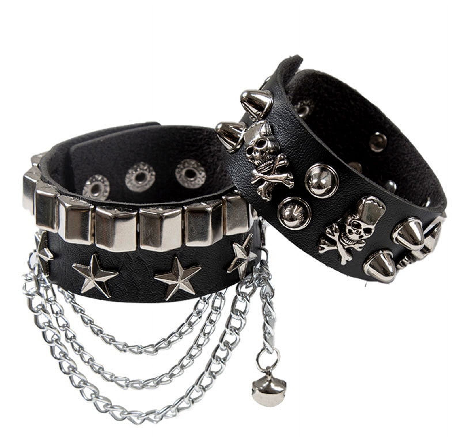 アクセサリー ginzi leather chain band bracelet punk DIEZI Black PU Leather Cuff Wristband Bracelet Goth Gothic Punk