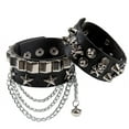 thumbnail image 6 of DIEZI Black PU Leather Cuff Wristband Bracelet Goth Gothic Punk Tassel Chain Bracelets For Women Men Armbands Cosplay Jewelry, 6 of 20