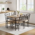 thumbnail image 4 of 5-Piece Retro Industrial Dining Table Set with 1 Table & 4 Chairs, Space-Saving Wood Dining Table Set for 4, Kitchen Table Chairs Set of 4, Breakfast Nook,Small Space - Rustic Brown, 4 of 9