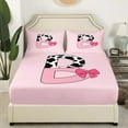thumbnail image 3 of Erosebridal Letter Initial A Bed Sheets King,Kawaii Bow King Sheet Sets,Super Cozy Sheet Set King,Cow Print Decor,4 Pieces, 3 of 7