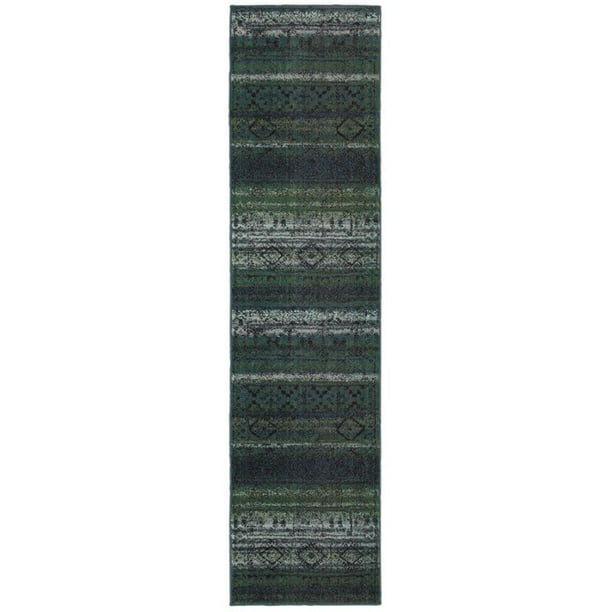 Oriental Weavers Nomade 2'7" x 10' Tapis de Course Tissé à la Machine en Vert
