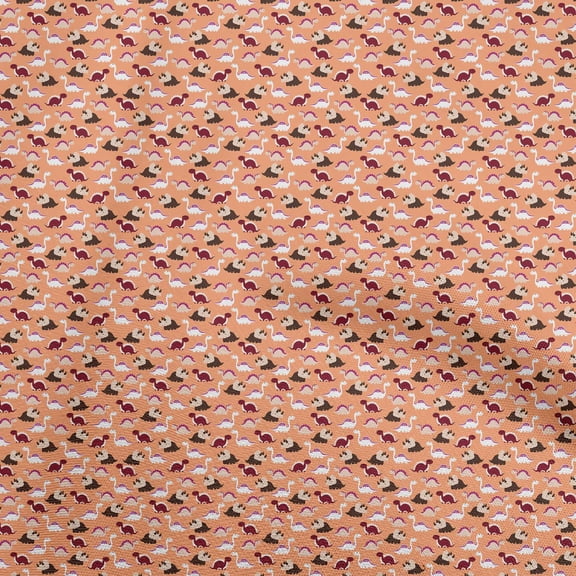 oneOone Silk Tabby Orange Fabric Colorful Dinosaur Cartoon Sewing Fabric By The Yard Printed Diy Clothing Sewing Supplies 42 Inch Wide