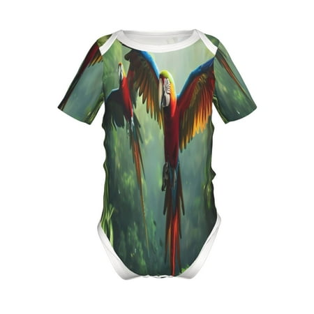 

Yiaed Flying Parrots In Jungle Print Infant Climbing Short Sleeve Onesie One-Piece Baby Bodysuit Clothes 0-12 Months -18 Months