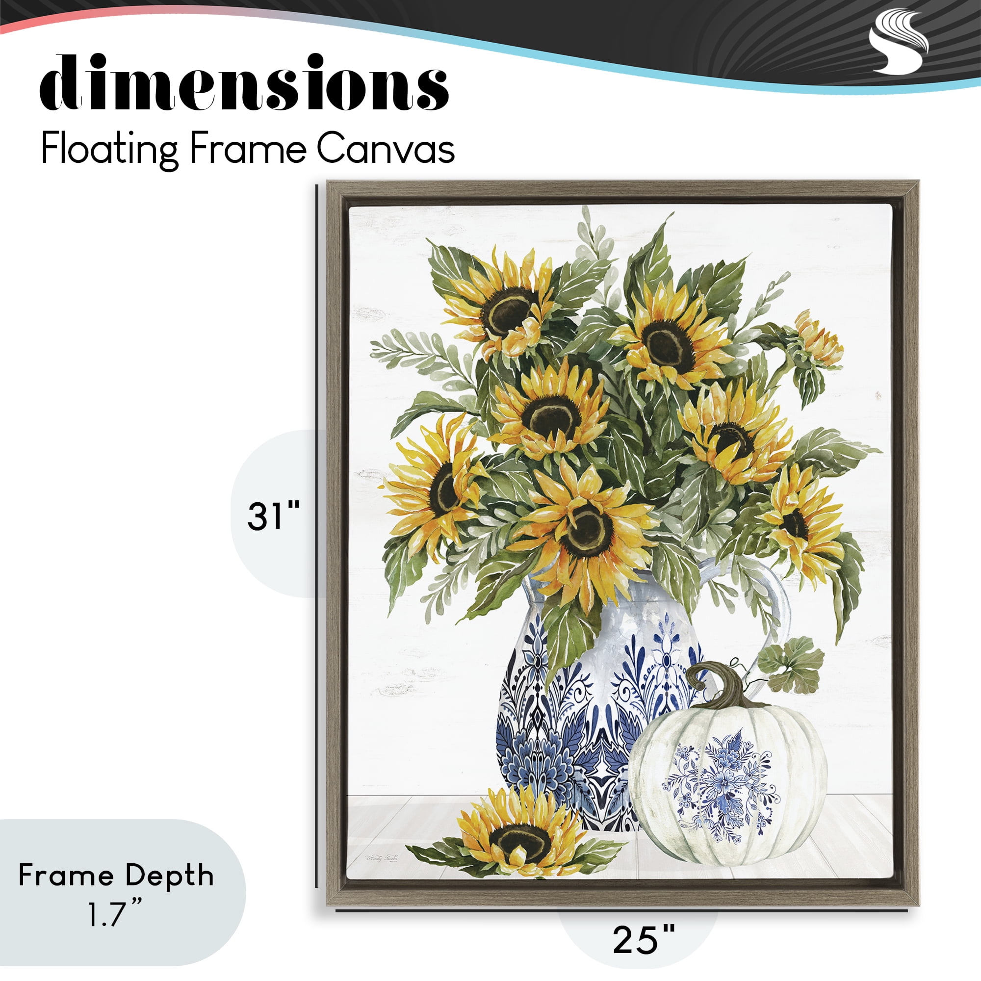Stupell Industries Imperial Autumn Sunflowers Brown Framed Floater Canvas Wall Art, design by Cindy Jacobs