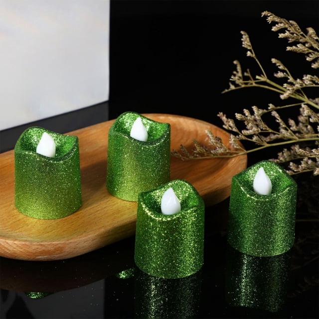 Pack de 6 luces LED para velas | Velas electrónicas sin llama Dorado Rojo Verde | Parpadeo realista a pilas | Decoración romántica navideña | Plástico duradero y duradero | Ambiente interior exterior