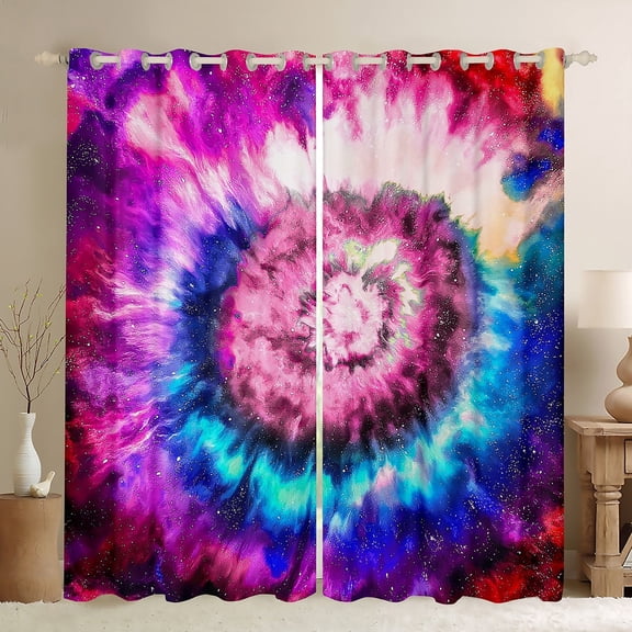 Manfei Colorful Abstract Swirl Curtains for Living Room,Graffiti Hippie Blackout Curtains Set of 2 (42x63),Modern Aesthetic Art Curtains and Drapes (42x63),Microfiber Room Decor
