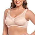 thumbnail image 4 of Women's Wireless Minimizer Plus Size Sleep Unlined Full Coverage Lace Bra 50H, 4 of 6