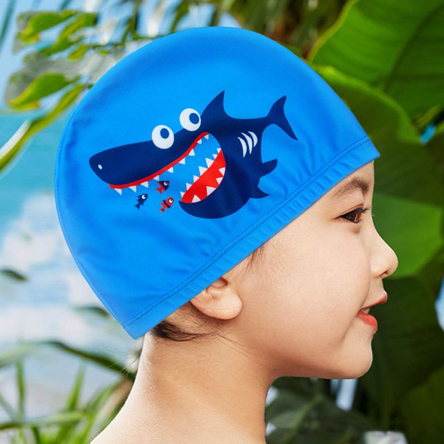 LJNYFDC Bathing Hat Children's Swimming Hat Breathable High Elastic Quick Drying Cartoon Print Swim Cap with Ear Protection
