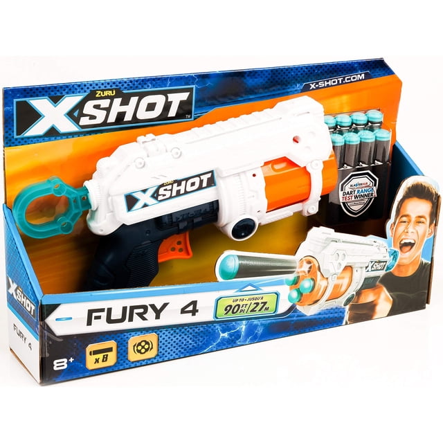 Lanzador de dardos de espuma XShot Excel Fury 4 con 8 dardos multicolor