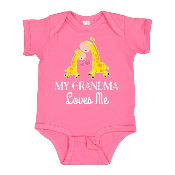 Inktastic Grandma Loves Me Girls Giraffe Granddaughter Girls Baby Bodysuit