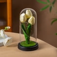 thumbnail image 3 of BotaniNest LED Lamp Flower Night Light Handmade Light Up In Glass Dome Table Lamp Ornaments Desktop Battery Operated, 3 of 5
