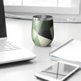 thumbnail image 3 of 12oz Stemless Wine Tumblers Green and Beige Modern Art Geometric Vacuum Insulated Stainless Steel Travel Tumbler Cups Mug with Lid and Straw for Champaign,Cocktail,Beer with Cleaning Brush, 3 of 5