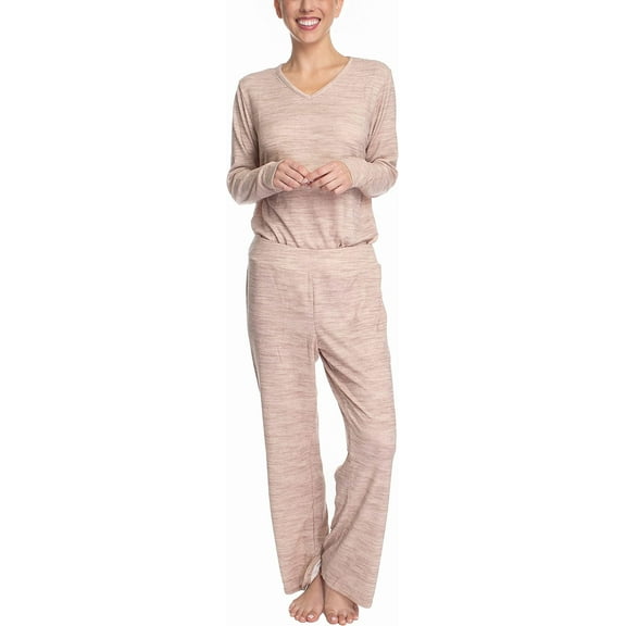 Goodnight Kiss Women's Max and Relax Butter Knit Lounge Wear Pajama Set, Mauve, Medium
