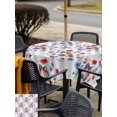 thumbnail image 5 of Outdoor Tablecloth with Umbrella Hole for Patio/Picnic/Party/Camping, 4th of July Waterproof Table Cloth Square Cover Washable, Independence Day Floral Grey Striped (60"x 60"), 5 of 9