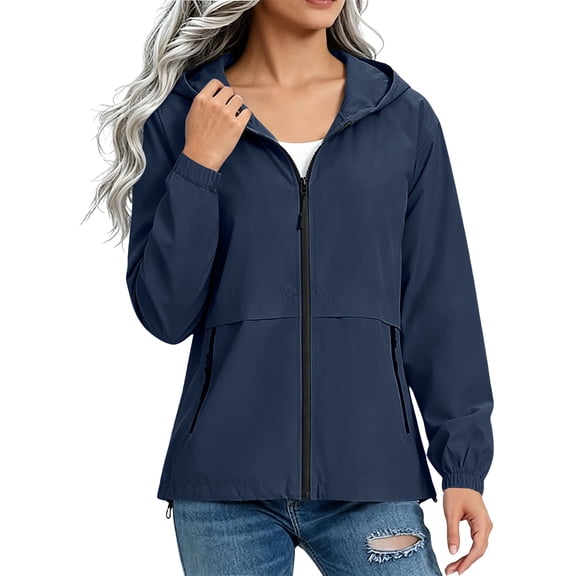 Ynynloco Womens Waterproof Raincoat Lightweight Breathable Hooded Rain Jacket Rain Coat Outdoor Active Windbreaker with Pocket
