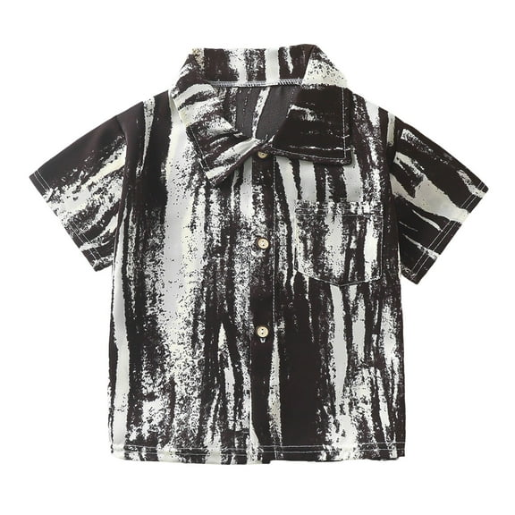 White Shirt Toddler Hawaiian Shirts for Boys Funny Button Down Short Sleeve Shirt Kids Summer Beachwear Tops Aloha Shirt