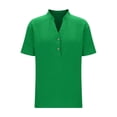 thumbnail image 6 of Ashirexll Short Sleeve Shirts for Women, Solid Color Short Sleeve Button V-Neck Pullover Casual Blouse, 6 of 7
