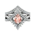 thumbnail image 4 of Pear Cut Pink Morganite Diamond Wedding Ring Set 14K White Gold (I,I1), 4 of 5