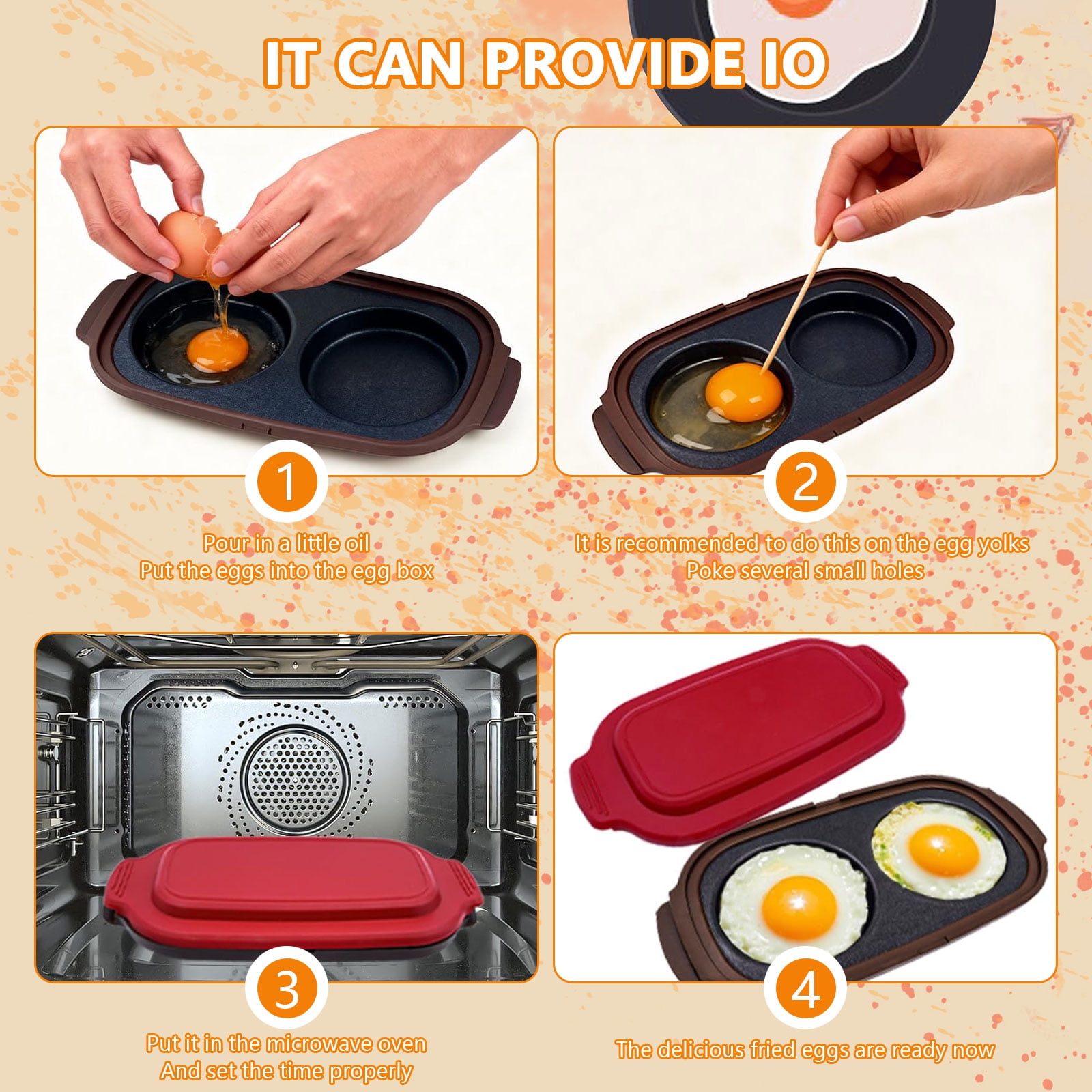 Microwave Eggs Cooker with Duals Zone Designs for Eggs Steak Grade Silicone and Metal Breakfast Preparation Tool