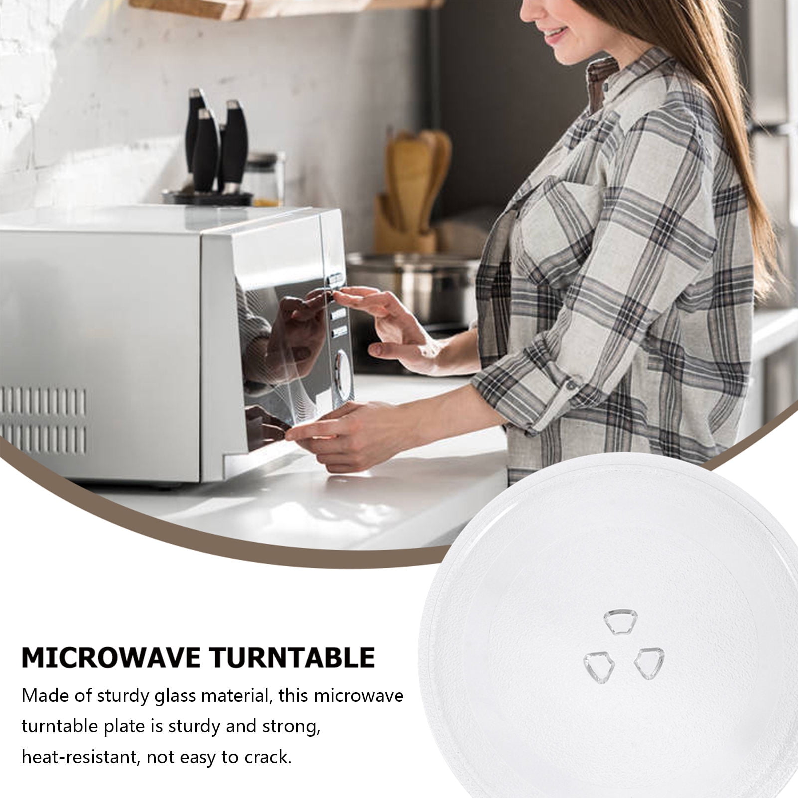 IBASETOY  Microwave Glass Turntable Plate Sturdy Heat-Resistant Transparent for Most Microwaves