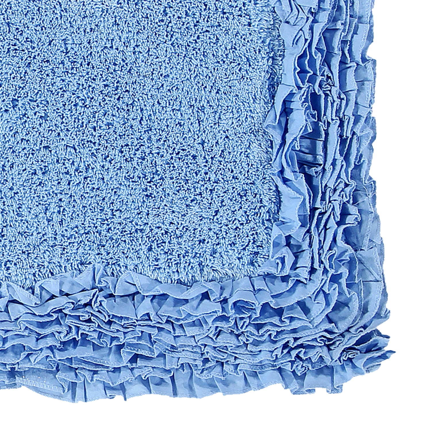 Better Trends 30'' x 30'' Heart Shape Bathroom Rug with Non Slip Backing 100% Cotton Water Absorbent, Machine Washable, (Blue) Shaggy Border Collection