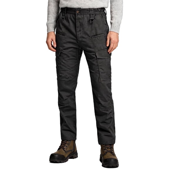 Wantdo Men's Pants Ripstop Cargo Pants Hiking Work Pants Black 34x30
