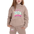 thumbnail image 2 of LUOGENLI Outfits Baby Girl Rompers 18-24 Months Summer 2025 New Year Printing Children's Middle and Large Children's Long Sleeved Letter Print Hooded Top Sweater Pants Set Khaki 10-11 Years, 2 of 4