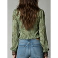thumbnail image 5 of Women Vintage French‑Style Chiffon Printed Blouse, Deep‑V Neck Ruffle‑Sleeve Summer Vacation Tops, 5 of 9