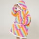 thumbnail image 4 of Oversized Blanket Hoodie, Keep Warm Flannel Loose Blanket Hoodie Large Pockets Machine Wash  For Women For Camping ANGGREK Tamaño promedio del arcoíris para adultos, 4 of 6