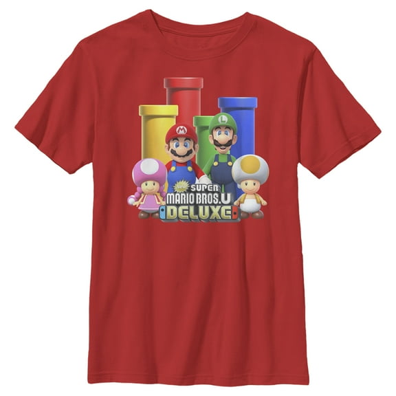 Boy's Nintendo Super Mario Bros. U Deluxe  Graphic Tee Red Small