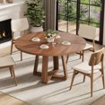 thumbnail image 3 of 47 in Round Dining Table for Dining Room, Kitchen Table for 4 Man, Farmhouse Dinner Table with Wooden Tabletop and Cross Base, 3 of 9